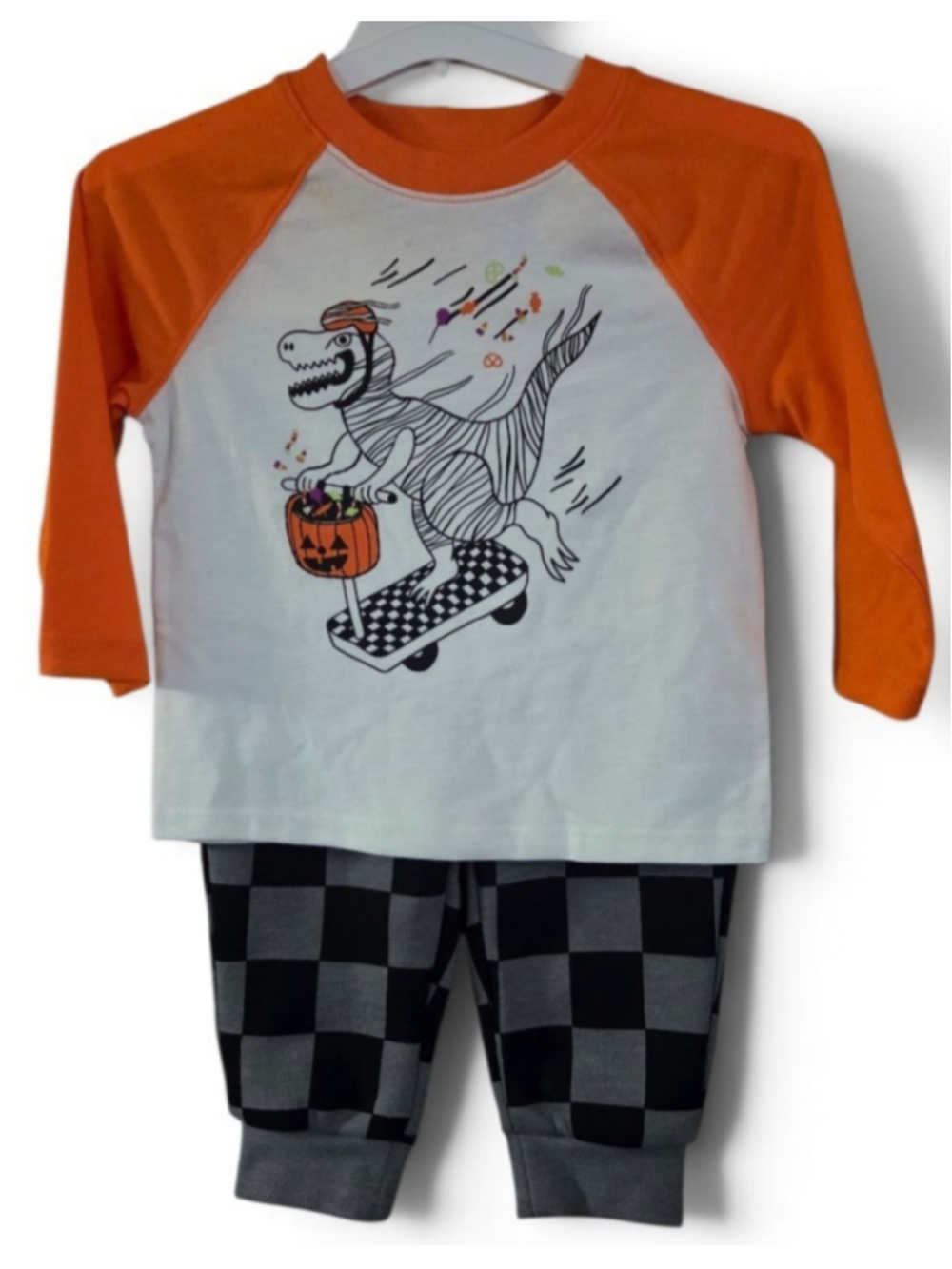 Cat & Jack Halloween Dinosaur Set 12 Months Orange Grey